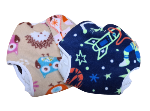 Fleece Night Time Wrap made by Nature Babies here it is in Anima print and also a space print